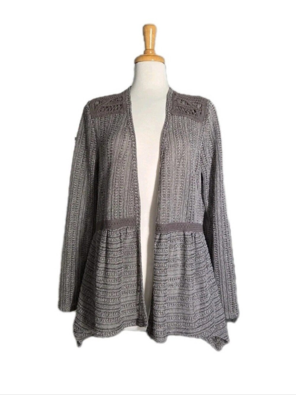 Knox Rose Gray Knit Cardigan Women's Size XL Coquette Cottagecore
